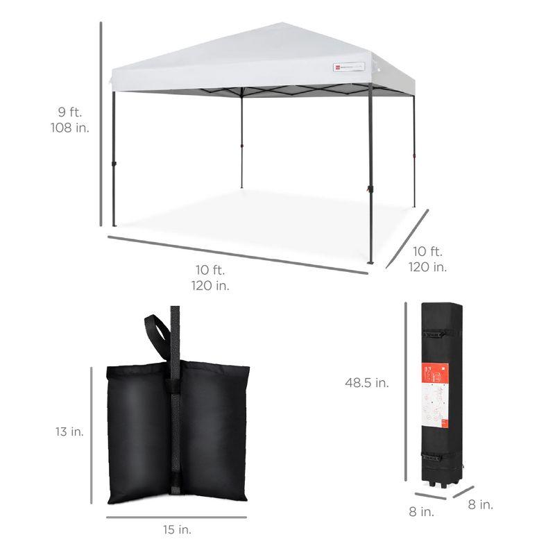 Best Choice Products 10x10ft Easy Setup Pop Up Canopy w/ 1-Button Setup, Wheeled Case, 4 Weight Bags