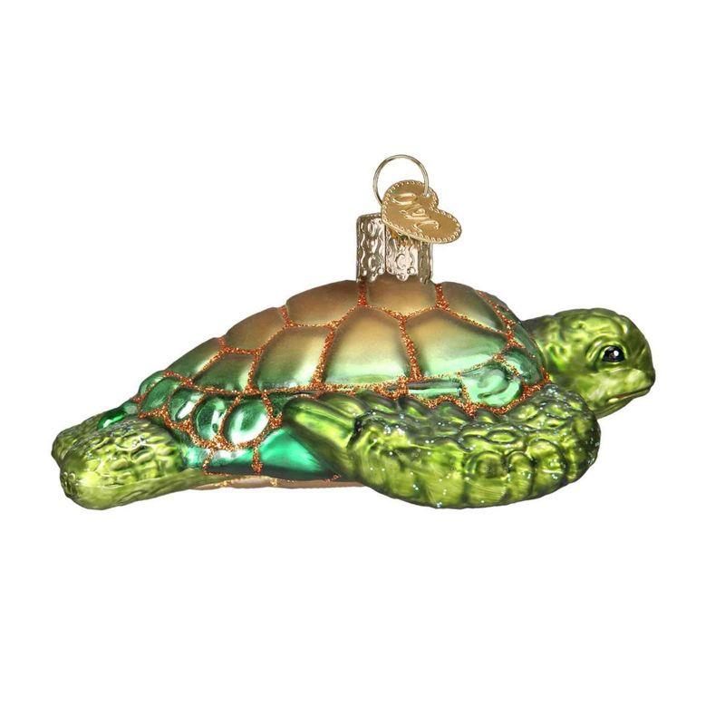 Old World Christmas Green Sea Turtle  -  One Glass Ornament 1.75 Inches -  Ornament Ocean Tortoise  -  12167  -  Glass  -  Green