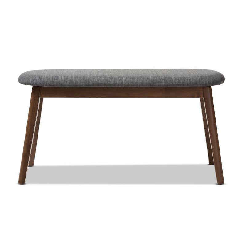George Oliver Echoes Mid-Century Modern Bench with Dark Grey Fabric Upholstery and Walnut Finish