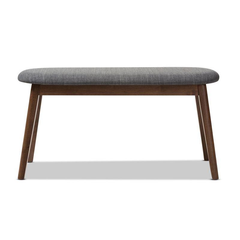 Easton Dark Grey Fabric & Walnut Wood Mid-Century Modern Bench