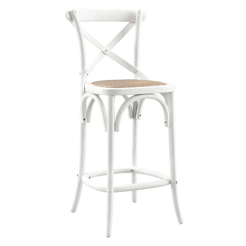 Modern Farmhouse Elm and Rattan White Counter Stool