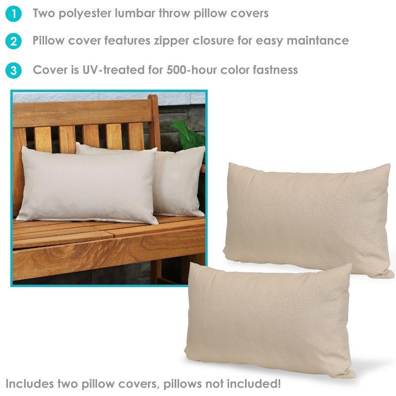 Sunnydaze Indoor/Outdoor Weather-Resistant Polyester Square Decorative Pillow Cover Only with Zipper Closures