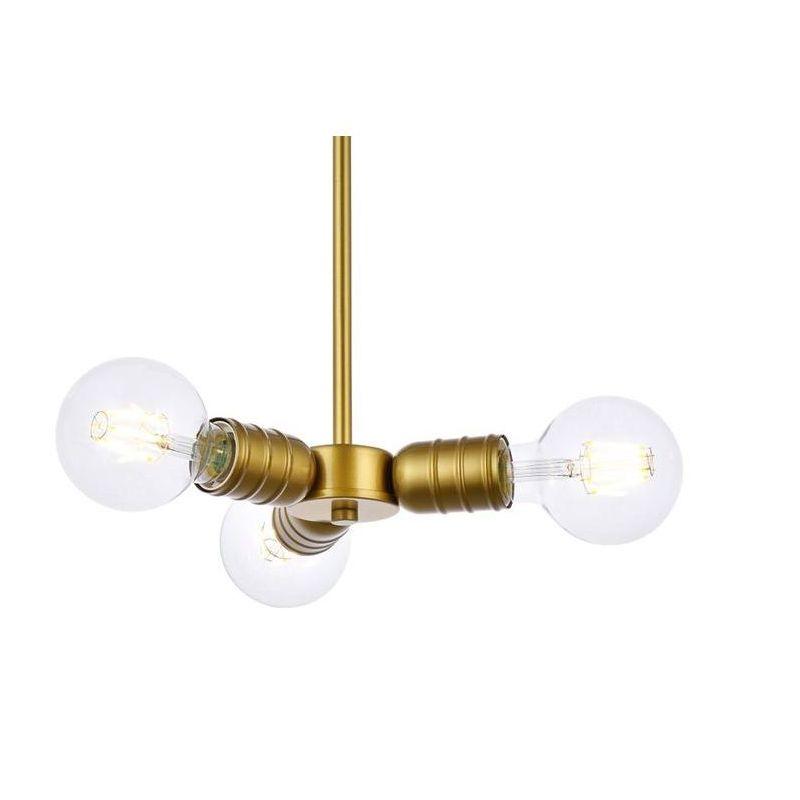 Elegant Lighting Reyes 3 lights brass pendant