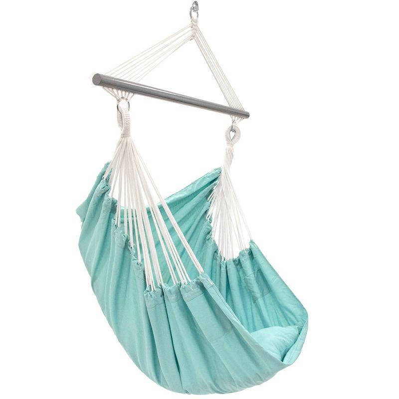 Aqua Polyester Hanging Hammock Chair with Cushions