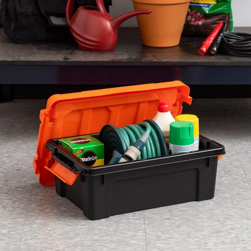 IRIS USA 5 Pack 3 Gallon Lockable Storage Totes with Lids, Heavy-Duty Durable Stackable Containers, For garage