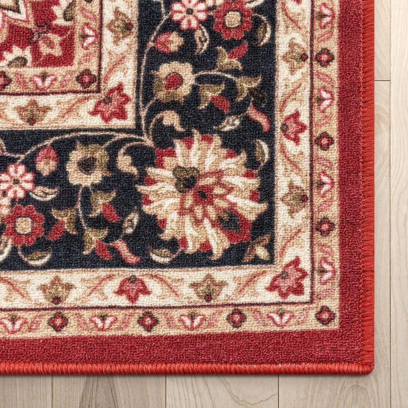 Kings Court Oriental Red Non-Skid Easy to Clean Kid & Pet Friendly Area Rug