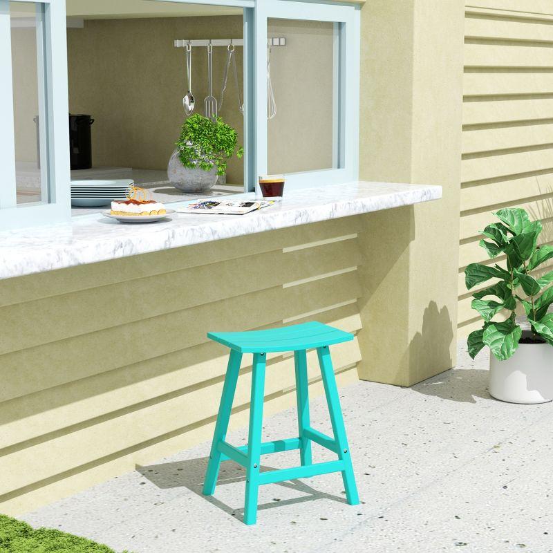 Turquoise HDPE Outdoor Patio 24" Counter Stool Chair