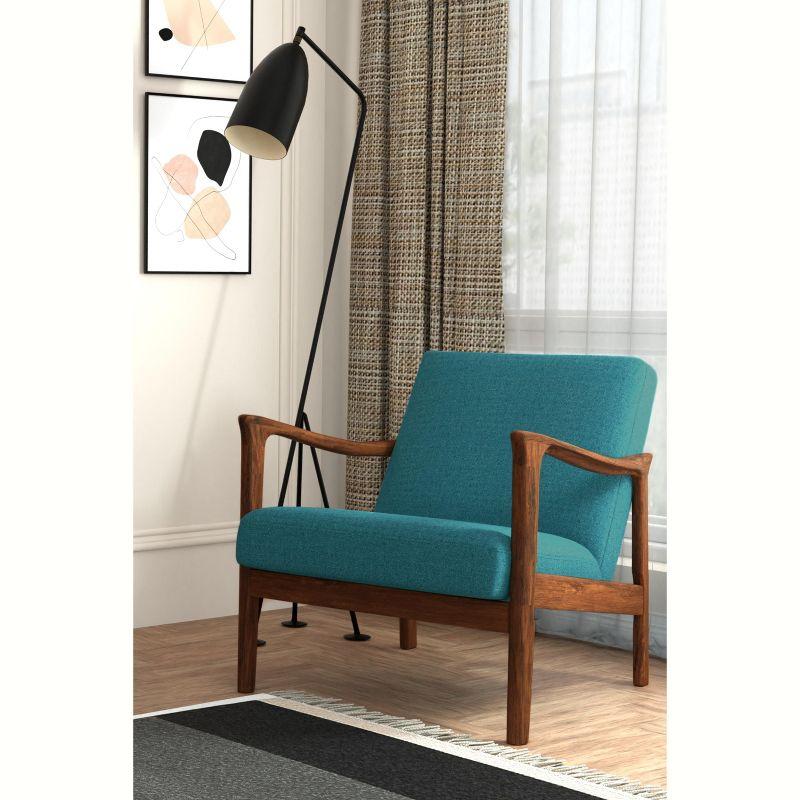 Zephyr Turquoise Mid-Century Modern Wood Lounge Chair