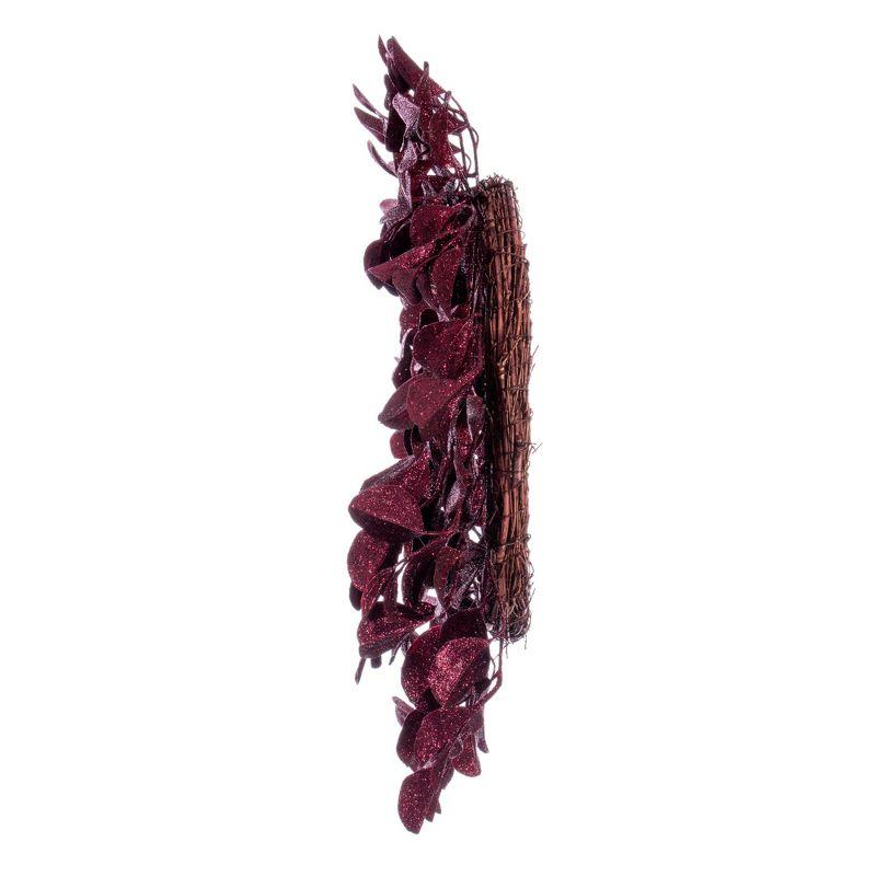 Vickerman 24" Burgundy Artificial Dogwood Glitter Wreath.