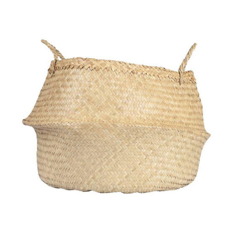 Seagrass Basket with Handles 12" x 19" Natural  - Storied Home