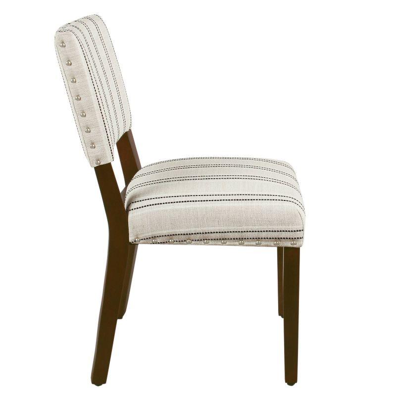 Set of 2 Stripe Dining Chairs Black/White - HomePop: Nailhead Trim, Rubberwood Legs, Polyester Upholstery