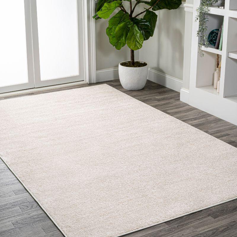 10' X 14' Rectangle Haze Solid Low-Pile Area Rug , Ivory - JONATHAN Y