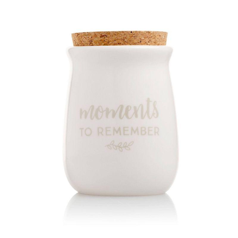 White Ceramic Gratitude Jar with Cork Topper and Notecards