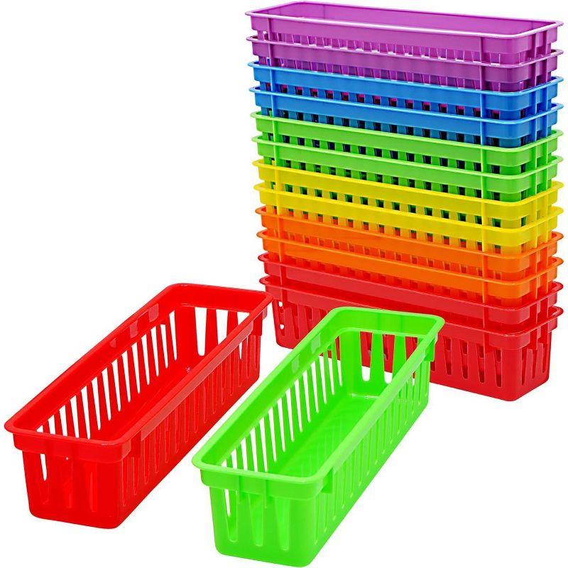 Pencil Baskets for Classroom Essential 12 pcs per pack, Colored Pencils, Drawer Organizer, 
Plastic Storage Bins, Teacher Desks Must-Haves