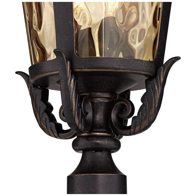 John Timberland Casa Marseille Vintage Outdoor Post Light Veranda Bronze with Pier Adaptor 28" Champagne Glass for Exterior Barn Deck House Porch Yard
