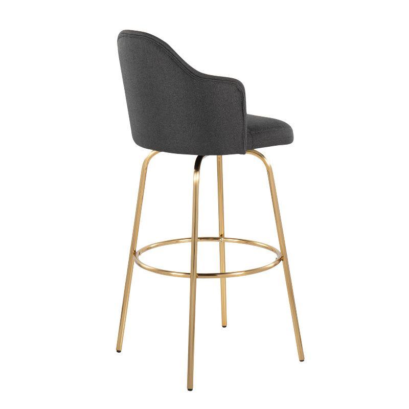 Set of 2 Ahoy Polyester/Metal Barstools Gold/Charcoal - LumiSource: Swivel, Upholstered, Fixed Height