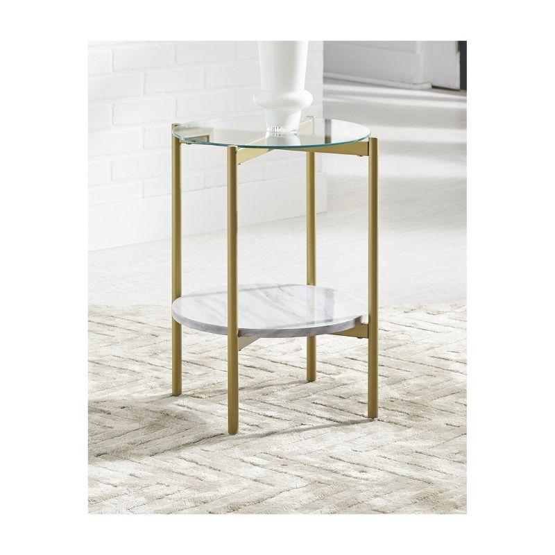 Signature Design by Ashley Contemporary Wynora End Table  White/Gold