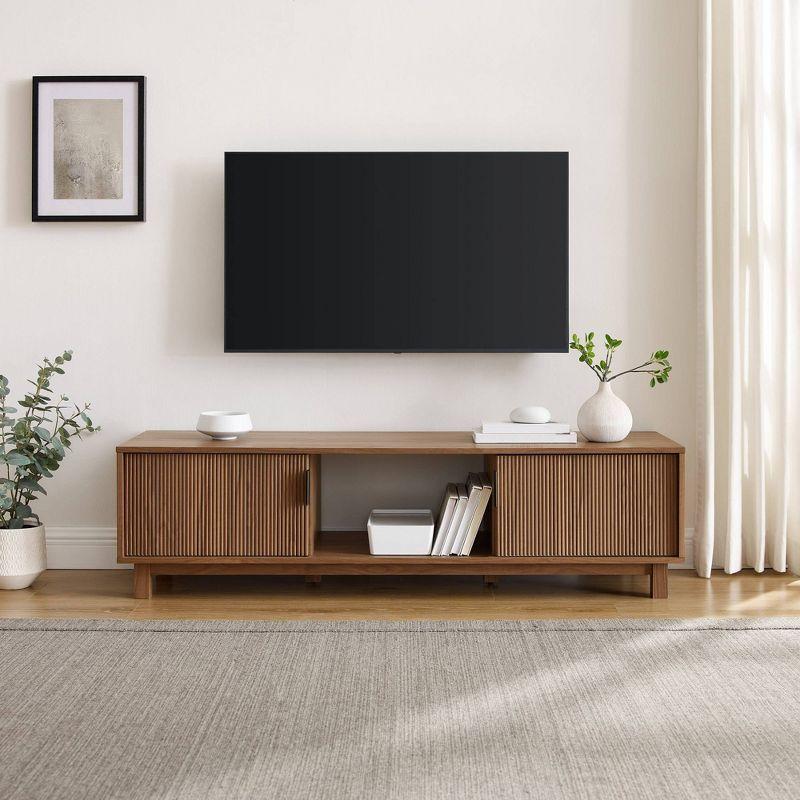 Mocha Engineered Wood 2-Door TV Stand with Storage