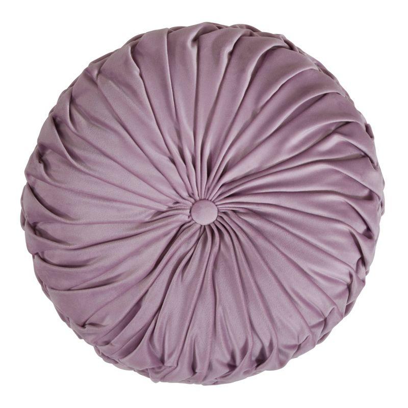 14" Velvet Pintucked Poly Filled Round Throw Pillow - Saro Lifestyle