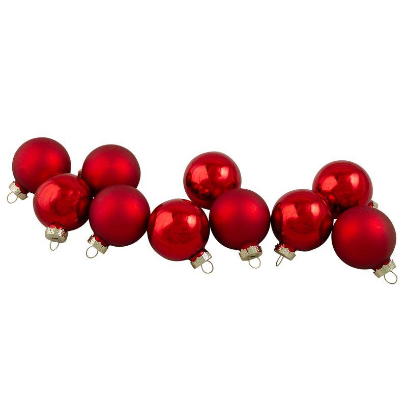 10-Piece Red Shiny and Matte Glass Christmas Ball Ornament Set