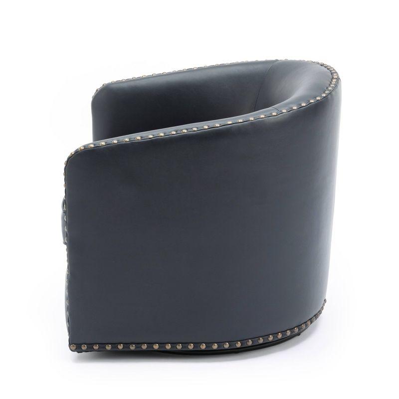 Comfort Pointe Tyler Swivel Arm Chair Midnight Blue: Upholstered, Nailhead Trim, Foam Filled, Wood Frame