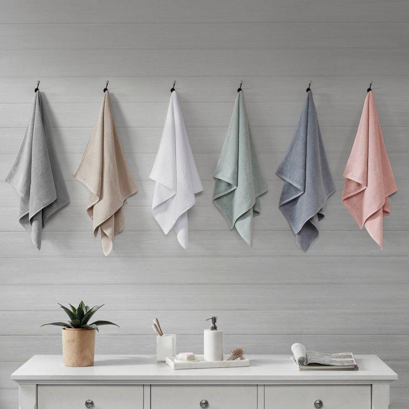 Madison Park Spa Waffle Cotton Jacquard Antimicrobial Bath Towel 6 Piece Set