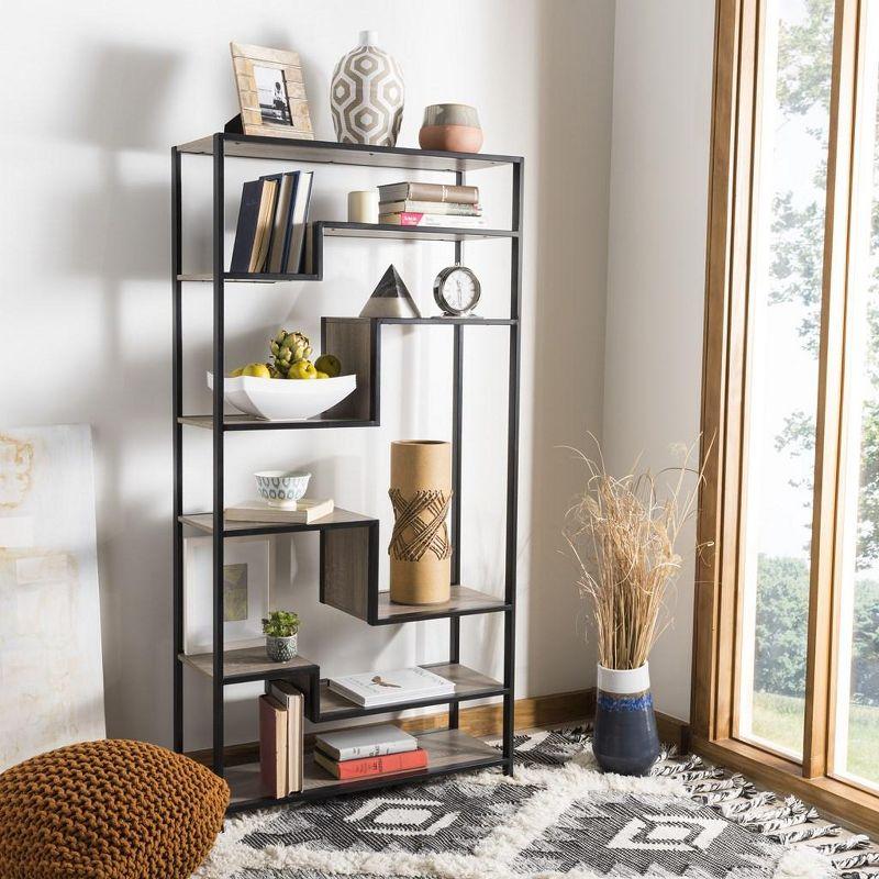 Joanna Retro Mid Century Wood Etagere - Light Brown/Black - Safavieh.