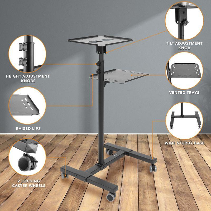 Mount-it Mount-It! Mobile Projector and Laptop Stand with 2 Shelves, Rolling Cart