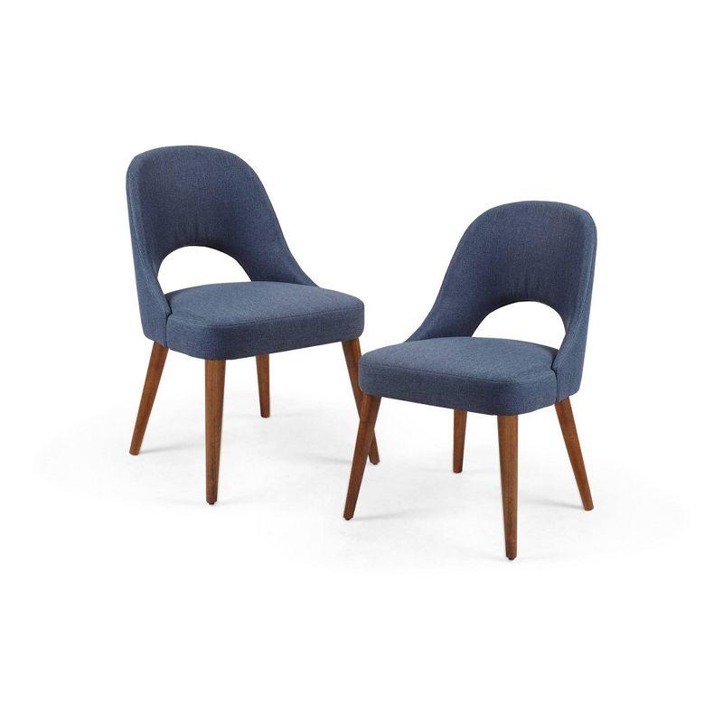 Ink+Ivy Set of 2 Nola Dining Side Chairs Navy: Upholstered, Wood Legs, Modern Style, Foam Cushion