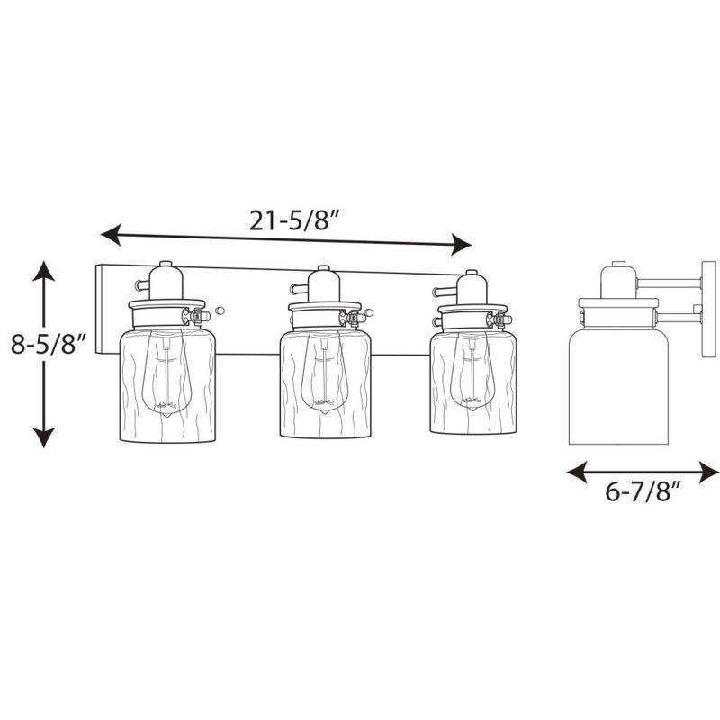 Progress Lighting Calhoun 3-Light Bath Vanity, Steel, Antique Bronze, Clear Glass Shade