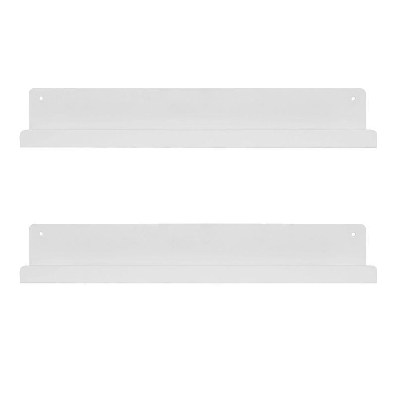 24" x 3" Mezzo Modern Metal Ledge Shelf Set White - Kate & Laurel All Things Decor