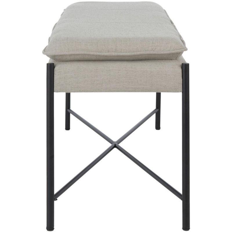Kara Cushioned X Bench - Light Grey Linen/Black - Safavieh