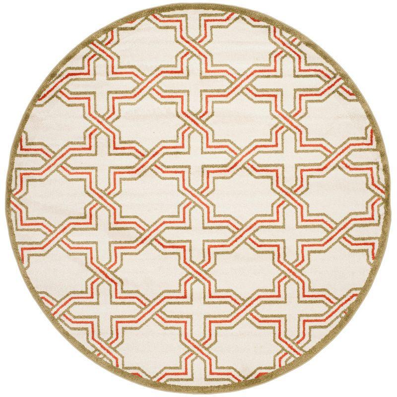 Amherst Hand-Knotted Ivory & Light Green Geometric Round Rug