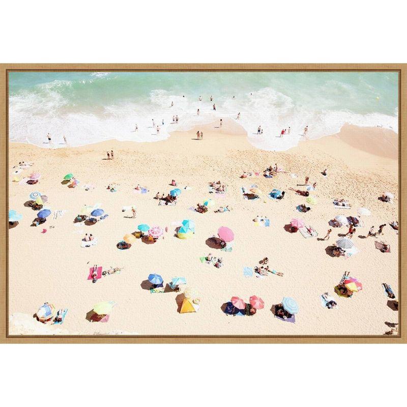 23" x 16" Multicolor Framed Canvas Beach Aerial View Wall Art