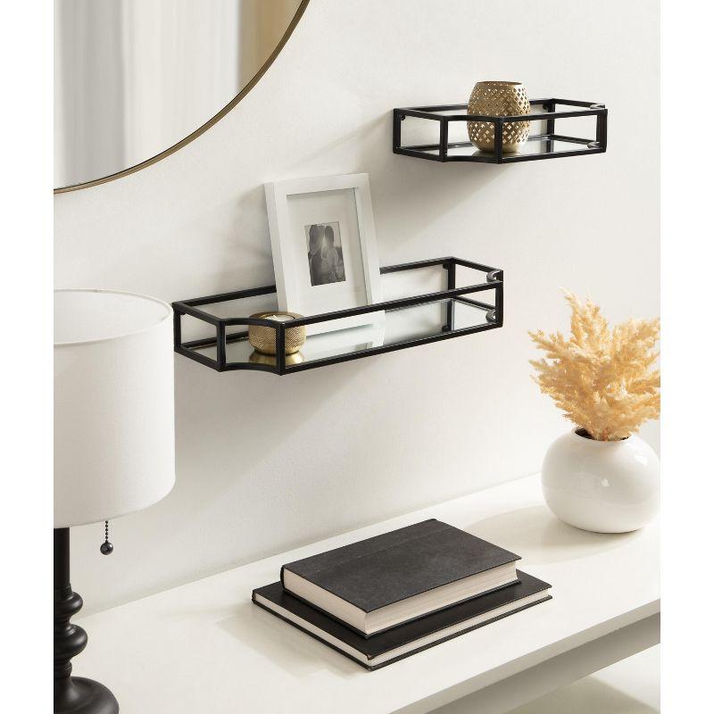 Kate and Laurel Ciel Scalloped Metal Floating Shelf, 2 Piece, Black