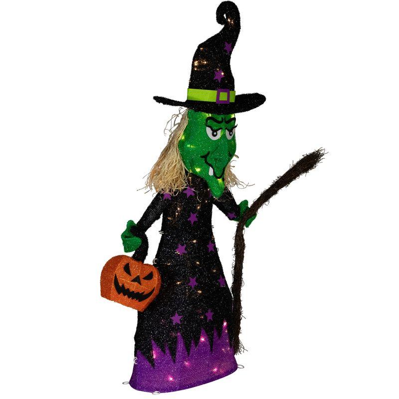 Northlight LED Lighted Witch with Broom Outdoor Halloween Decoration - 39"  - Clear Lights