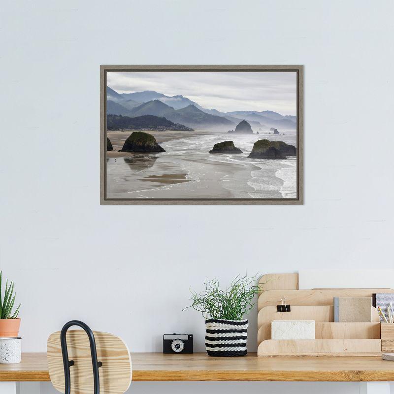 Amanti Art Cannon Beach fog rises over the coastline by Jaynes Gallery Danita Delimont Canvas Wall Art Print Framed 23 x 16-in.