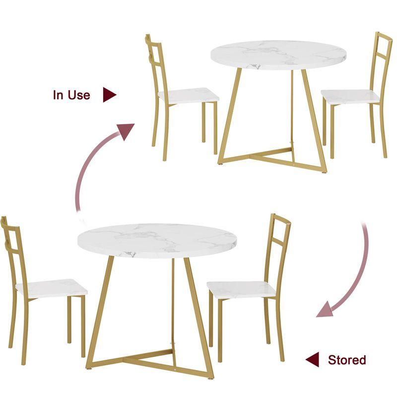 Dining Table Set for 2, Kitchen Table & Chair Sets for 2, Round Kitchen Table for Small Space, Apartment, Breakfast Nook