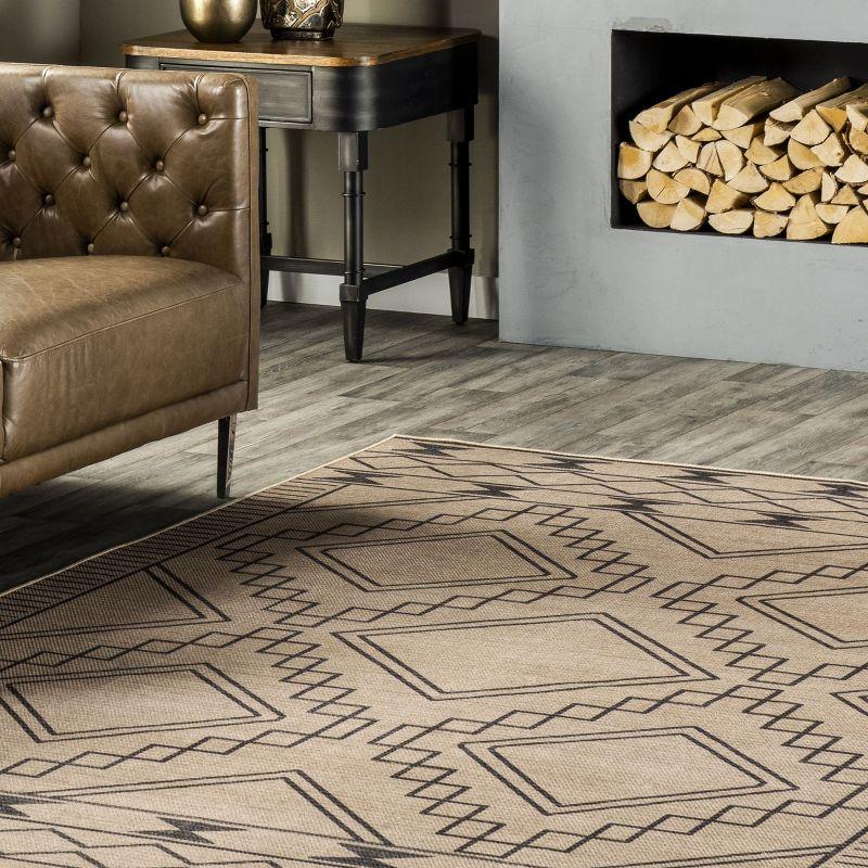 Nuloom Elin Moroccan Border Easy-Jute Machine Washable Indoor Area Rug 5' x 8' in Natural