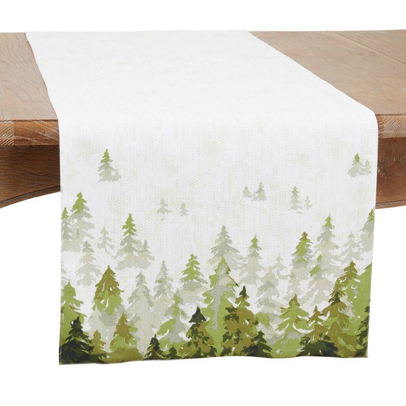 Green Pine Trees Cotton Table Runner 16" x 72"