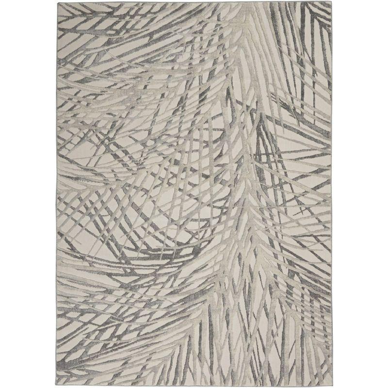 Ivory Abstract Synthetic 4' x 6' Easy Care Rug