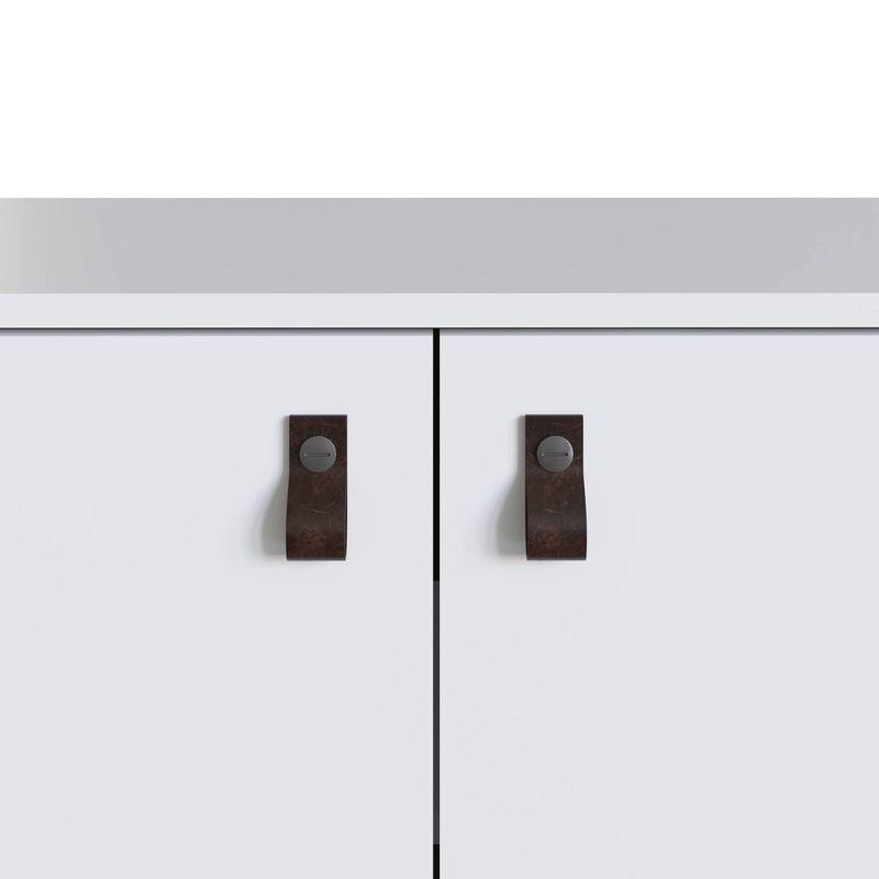 Amber Accent Faux Leather Handles Cabinet - Manhattan Comfort