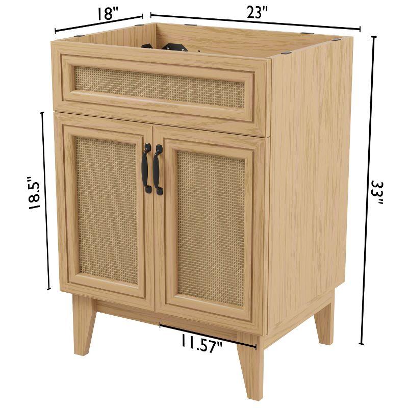 Javer 24" Rattan Modern Farmhouse 2-Shelf Bath Vanity Cabinet Only (Sink Basin not Included)