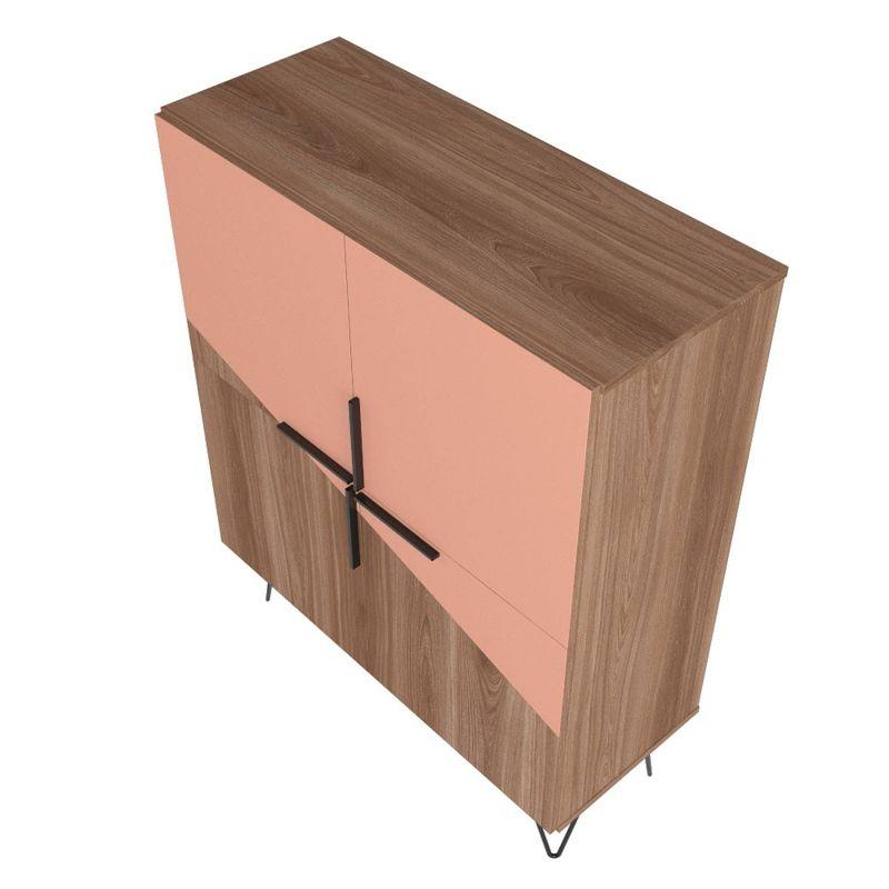 43.7" Beekman Low Cabinet Brown/Pink - Manhattan Comfort: Metal Legs, 4 Shelves, Accent Furniture