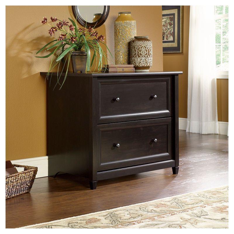 Edge Water Lateral File Cabinet Estate Black - Sauder: 2-Drawer, Mid-Century Modern, Paper Laminate Surface