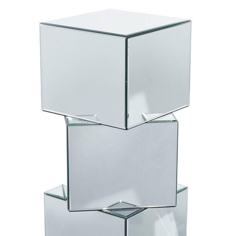 XL Silver Mirrored Glass Pedestal Display Stand