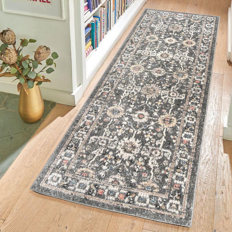 Heirloom Dov Transitional Oriental Border Floral Gray Polypropylene Area Rug