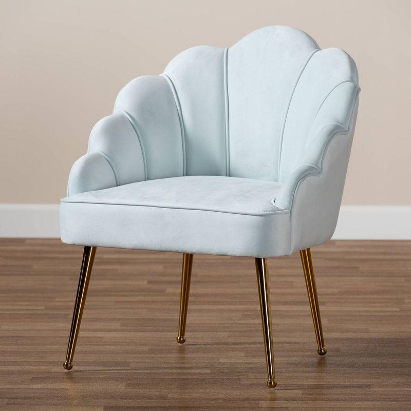 Cinzia Velvet Upholstered Seashell Shaped Accent Chair - Baxton Studio