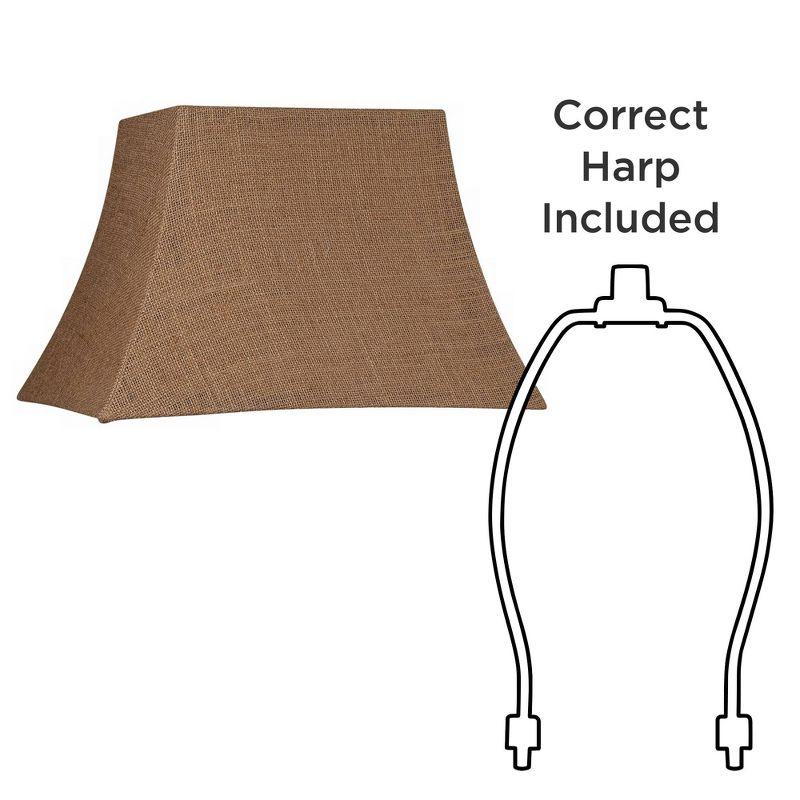 Springcrest Set of 2 Rectangular Lamp Shades Natural Medium 10" Wide x 7" Deep at Top 16" Wide x 12" Deep at Bottom 10.5" High Spider Harp Finial