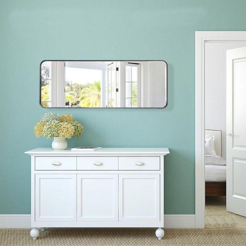 Hamilton Hills 18" x 48" Metal Black Framed Brushed Rectangular Wall Mirror